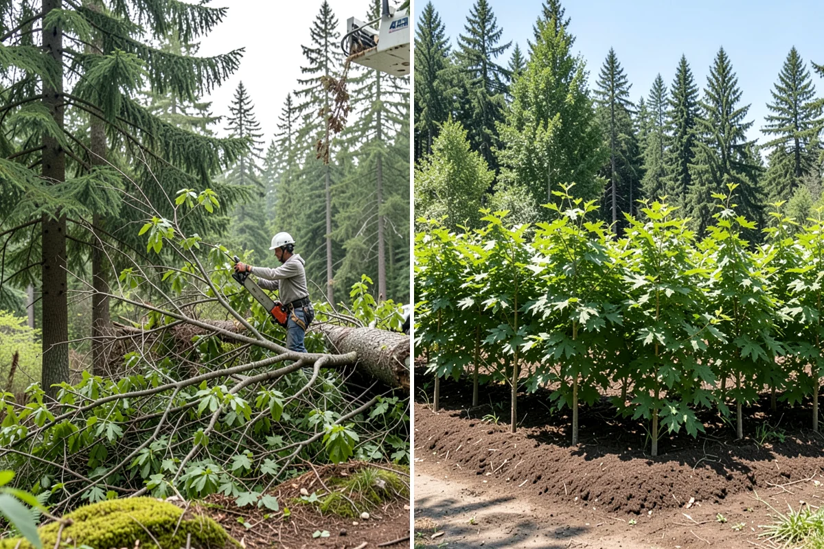 Tree dismantling / sectional removal in Federal Way, King County, WA - On-site assessment and hazard evaluation