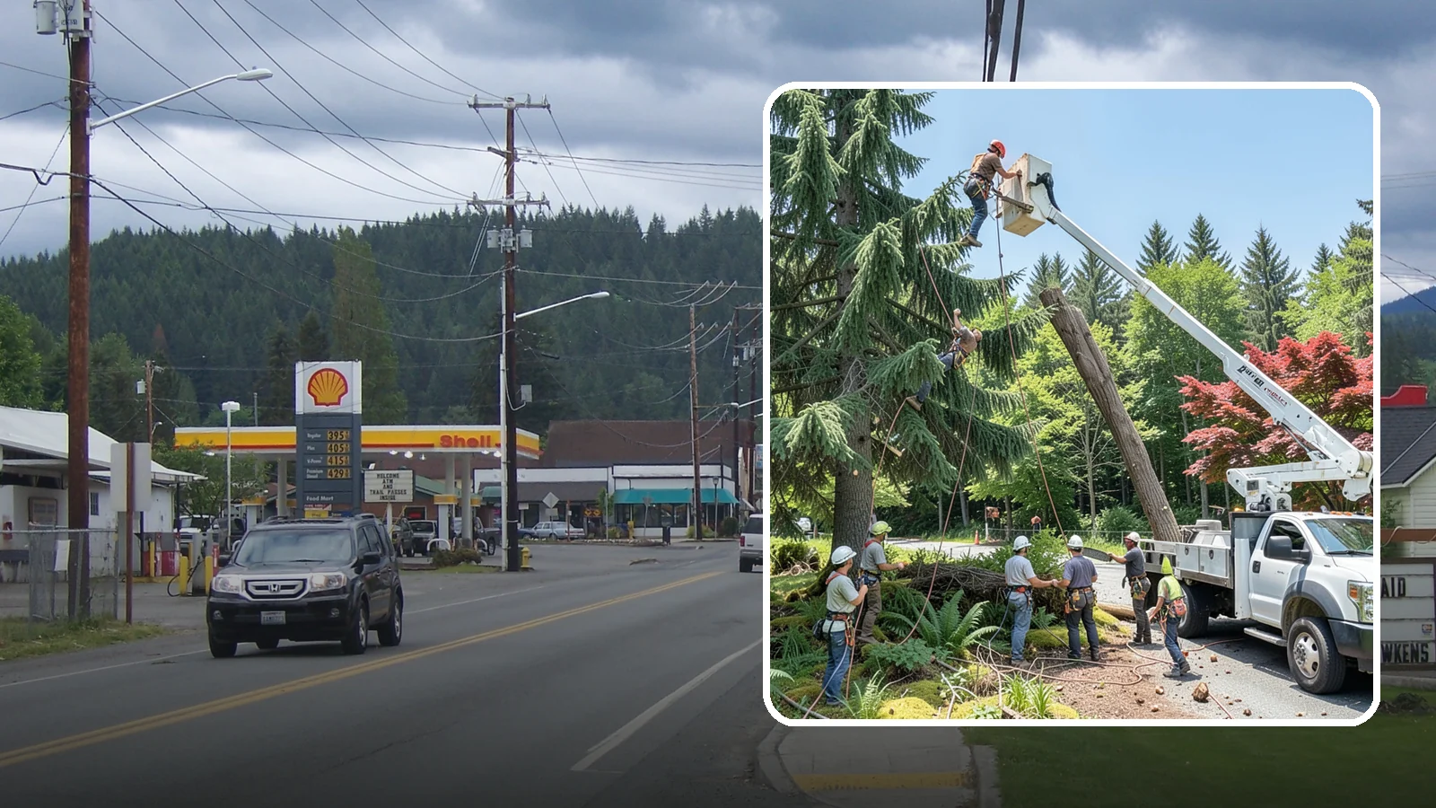 Tree dismantling / sectional removal in Granite Falls, Snohomish County, WA - The piece-by-piece dismantling of a tree from the top down.