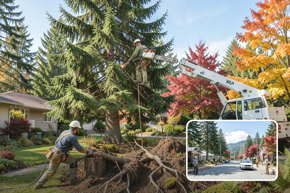 Tree dismantling / sectional removal in Hunts Point, King County, WA - Removes safety hazards and reduces liability