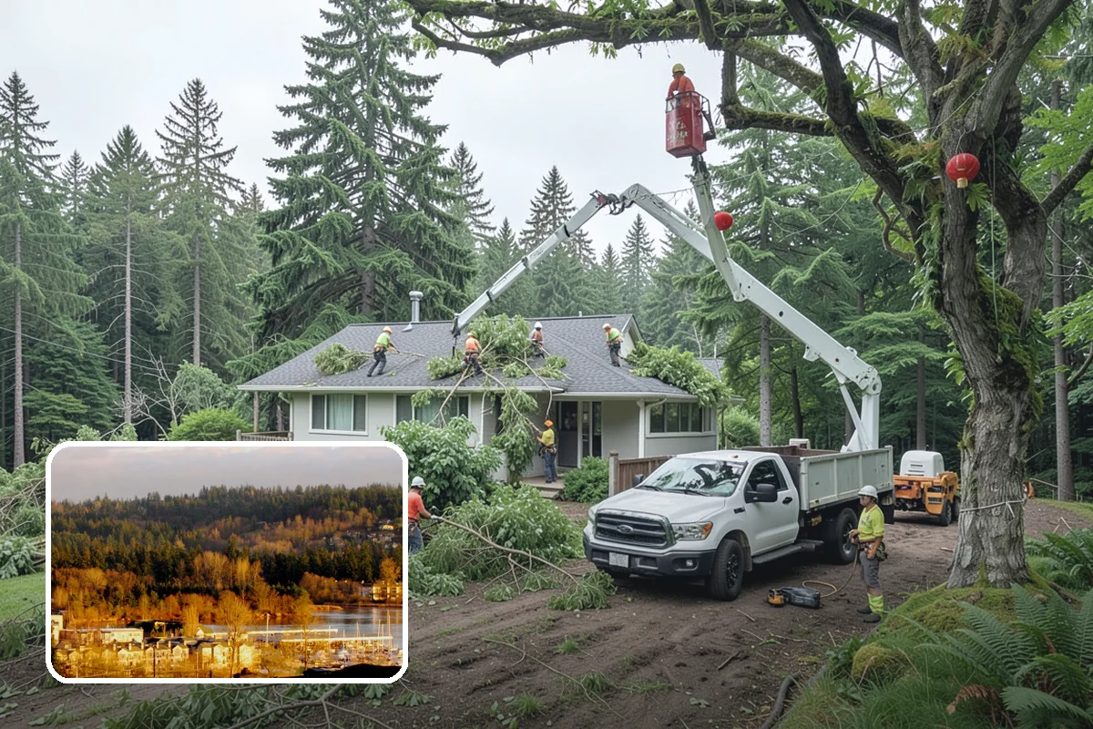 Tree dismantling / sectional removal in Kenmore, King County, WA - Removes safety hazards and reduces liability