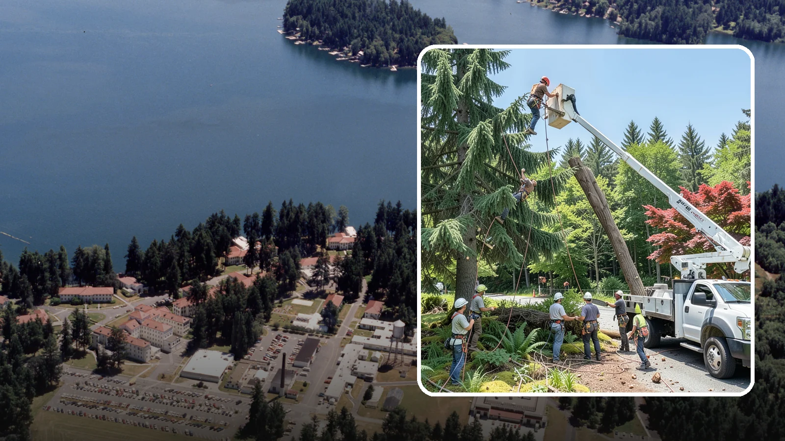 Tree dismantling / sectional removal in Lakewood, Pierce County, WA - The piece-by-piece dismantling of a tree from the top down.