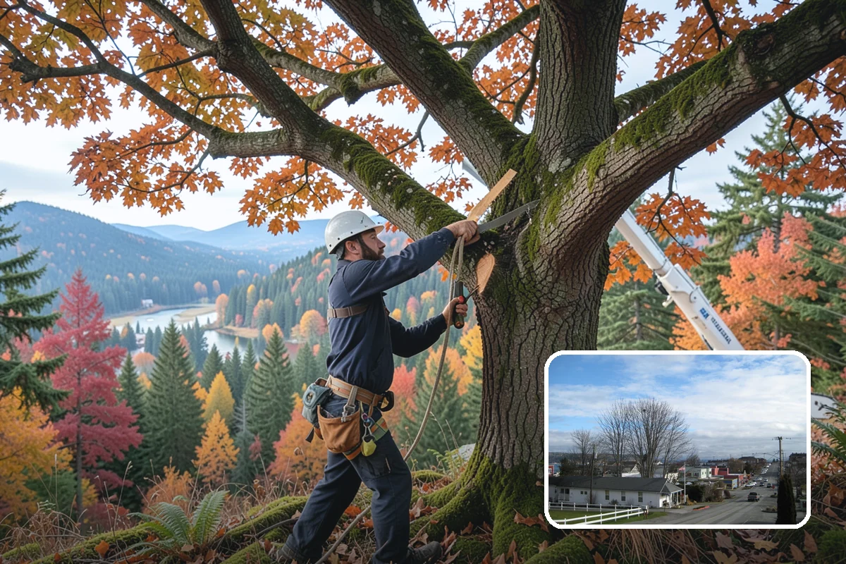 Tree dismantling / sectional removal in Langley, Island County, WA - Removes safety hazards and reduces liability