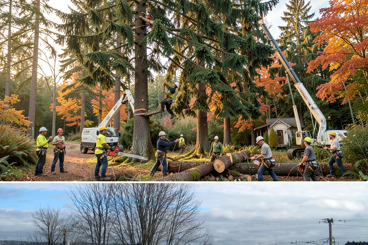 Tree dismantling / sectional removal in Langley, Island County, WA - Work can proceed year-round in the Puget Sound climate but may require extra safety precautions for hidden decay during wet...