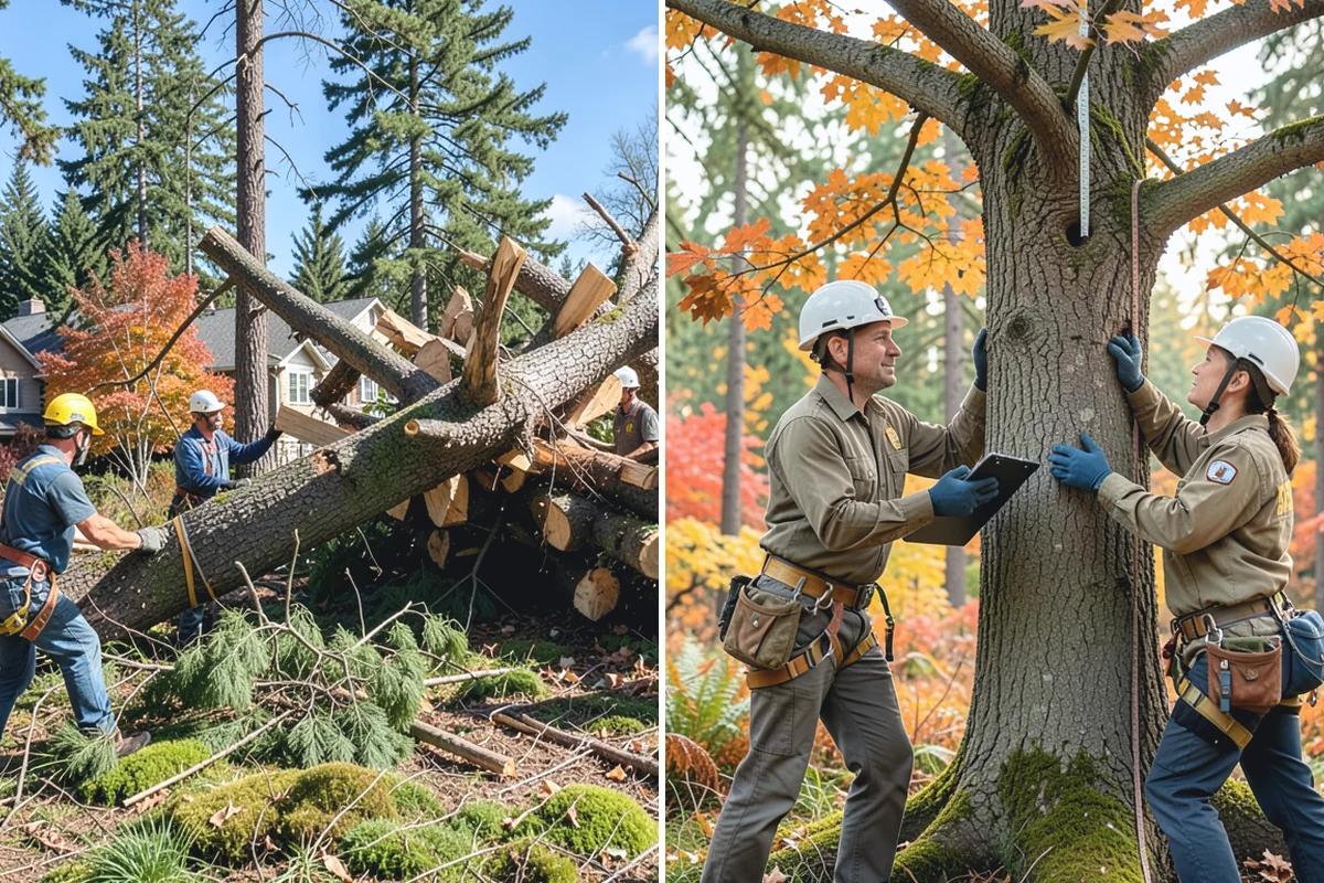 Tree dismantling / sectional removal in Medina, King County, WA - On-site assessment and hazard evaluation