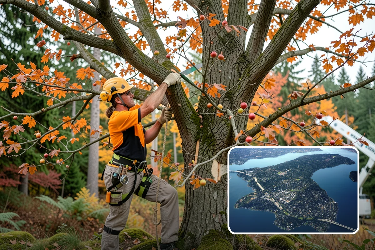 Tree dismantling / sectional removal in Mercer Island, King County, WA - Removes safety hazards and reduces liability
