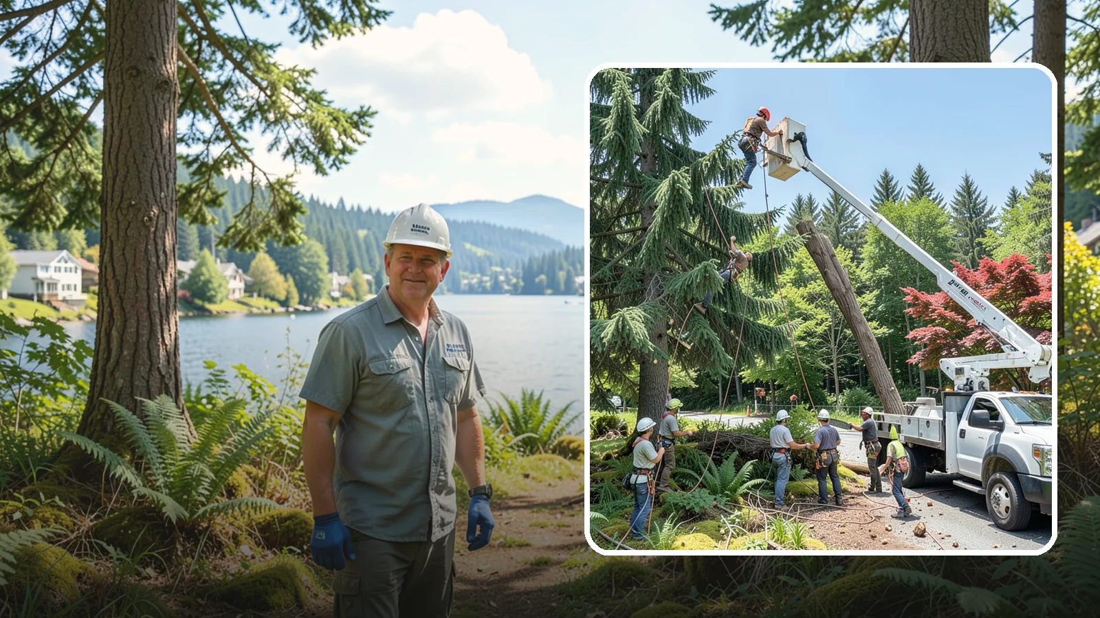 Tree dismantling / sectional removal in Milton, King County, WA - The piece-by-piece dismantling of a tree from the top down.