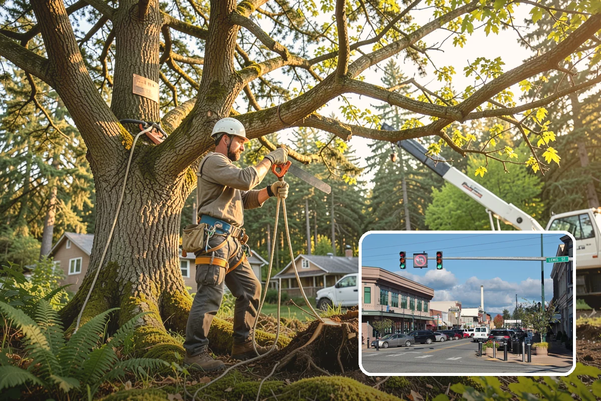 Tree dismantling / sectional removal in Monroe, Snohomish County, WA - Removes safety hazards and reduces liability