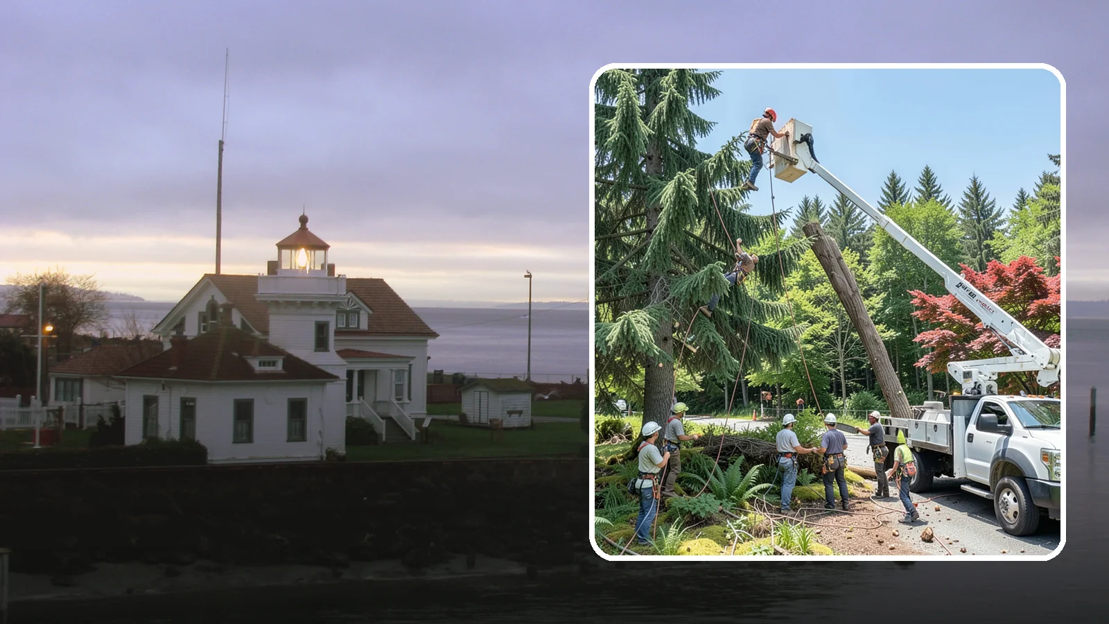 Tree dismantling / sectional removal in Mukilteo, Snohomish County, WA - The piece-by-piece dismantling of a tree from the top down.