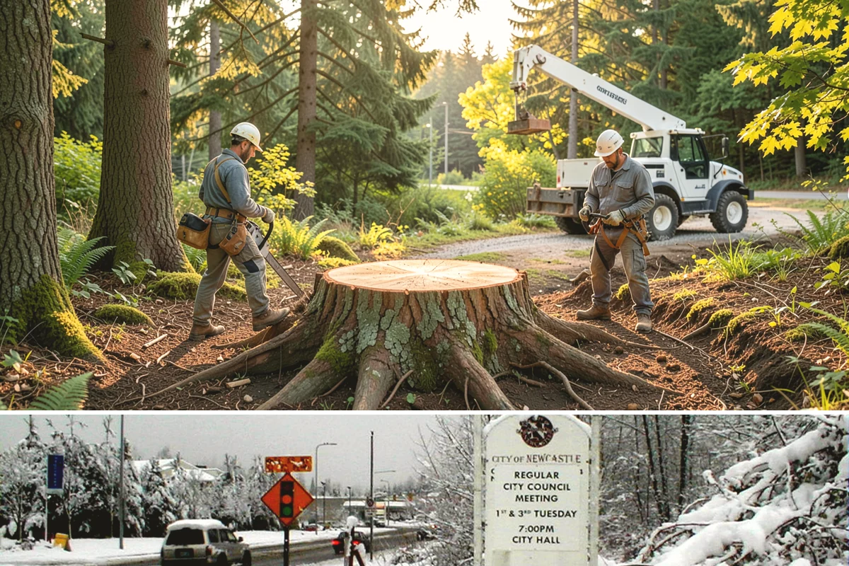 Tree dismantling / sectional removal in Newcastle, King County, WA - Work can proceed year-round in the Puget Sound climate but may require extra safety precautions for hidden decay during wet...