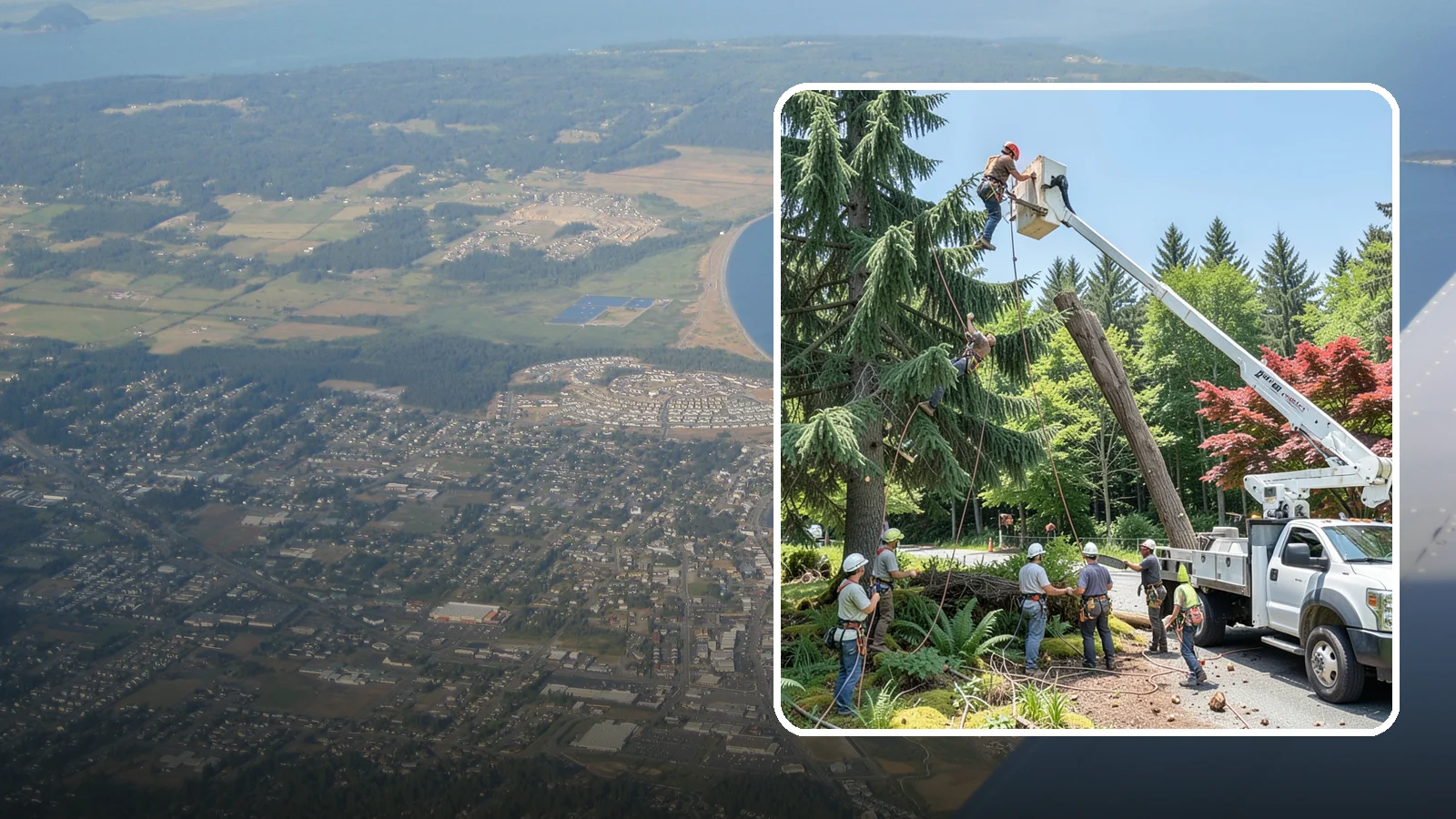 Tree dismantling / sectional removal in Oak Harbor, Island County, WA - The piece-by-piece dismantling of a tree from the top down.
