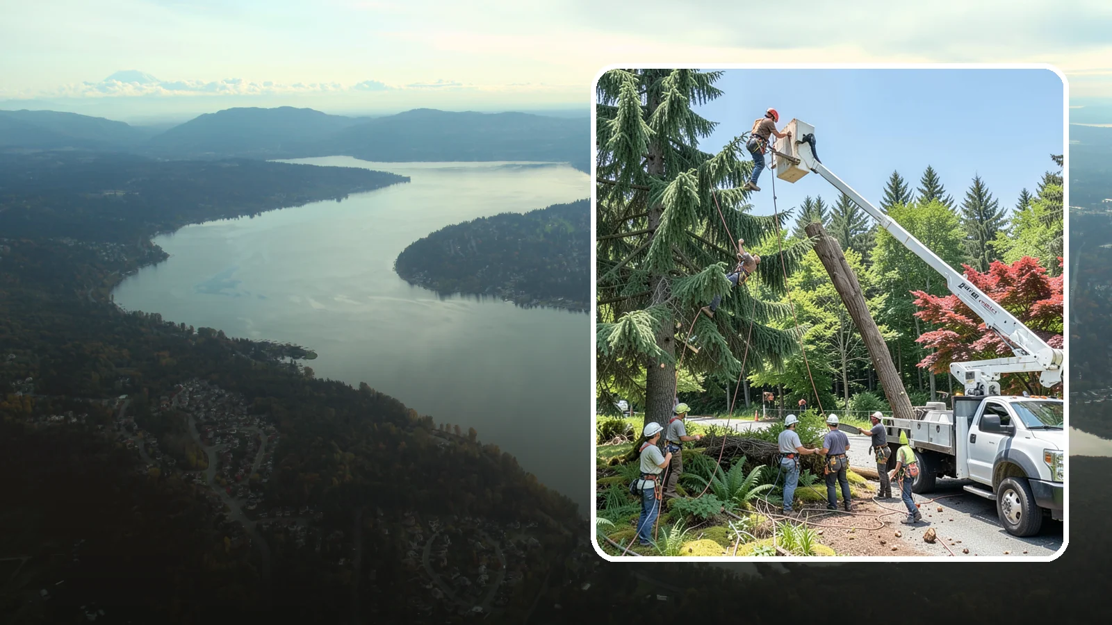 Tree dismantling / sectional removal in Sammamish, King County, WA - The piece-by-piece dismantling of a tree from the top down.