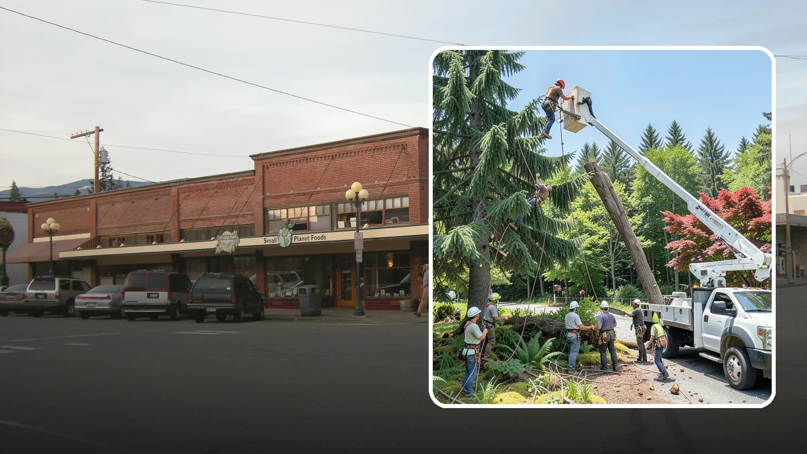 Tree dismantling / sectional removal in Sedro-Woolley, Skagit County, WA - The piece-by-piece dismantling of a tree from the top down.