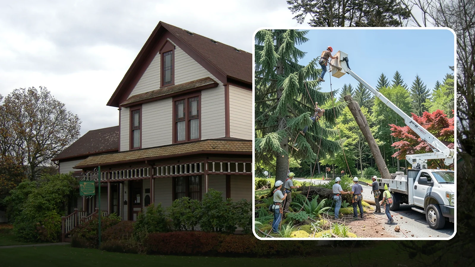 Tree dismantling / sectional removal in Sumner, Pierce County, WA - The piece-by-piece dismantling of a tree from the top down.