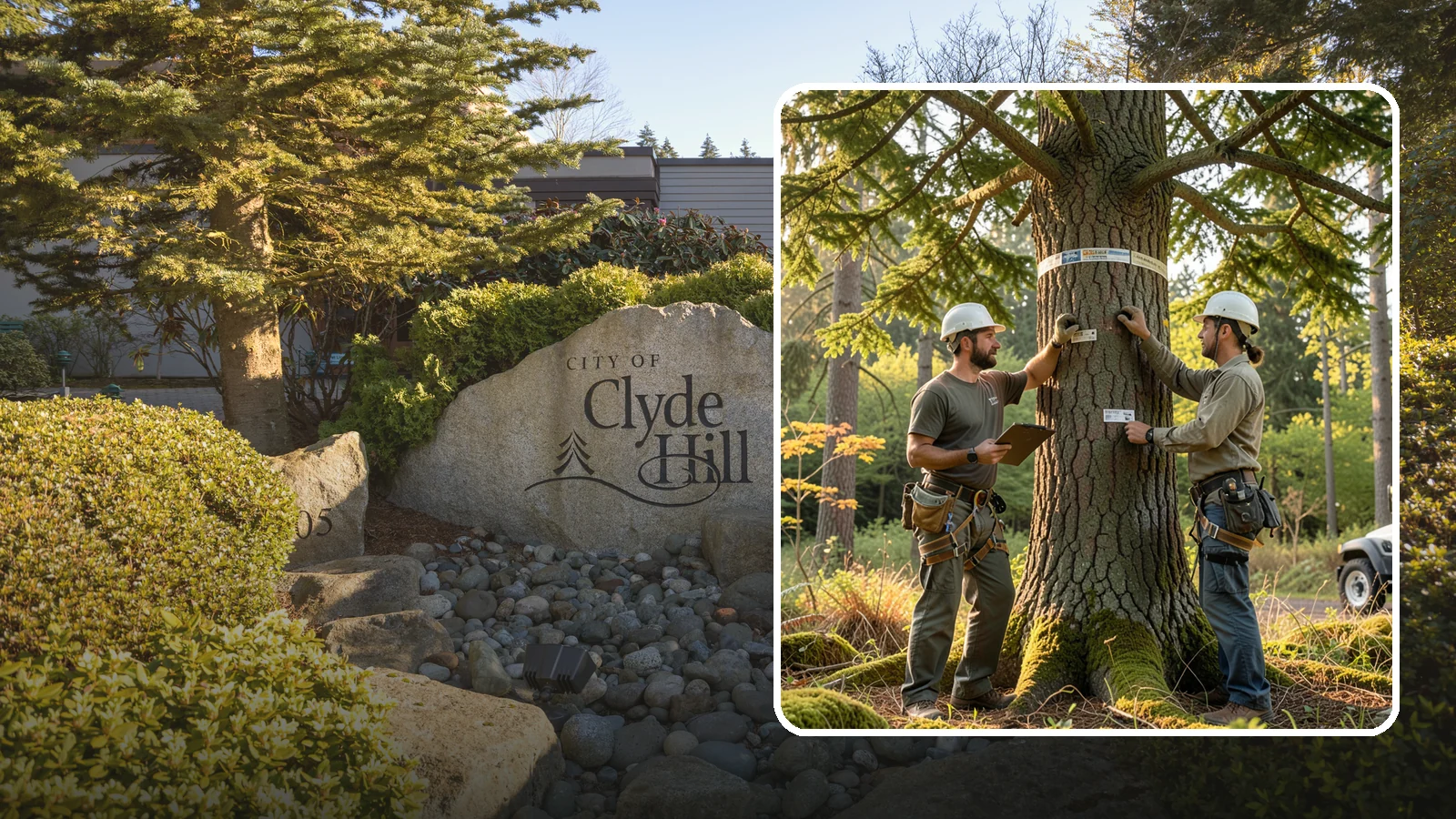 Tree inventory and tagging in Clyde Hill, King County, WA - The cataloguing and tagging of trees on a property.