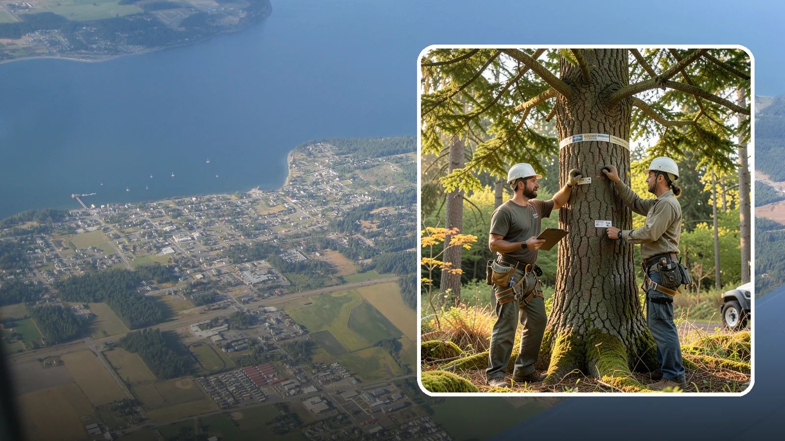 Tree inventory and tagging in Coupeville, Island County, WA - The cataloguing and tagging of trees on a property.
