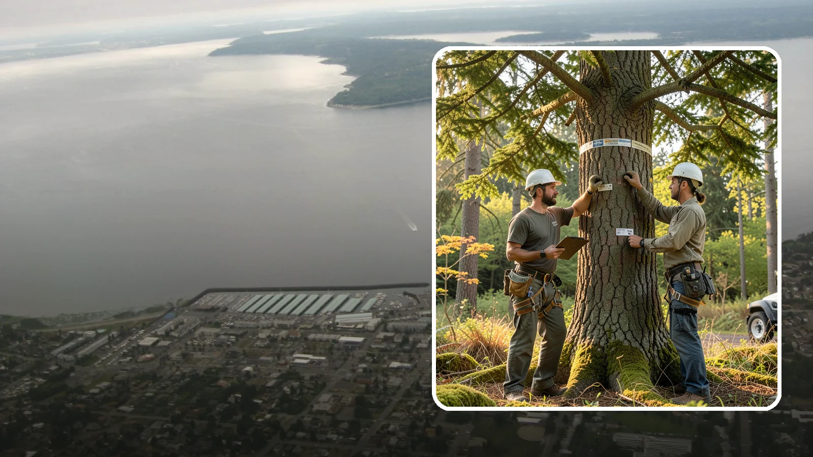 Tree inventory and tagging in Des Moines, King County, WA - The cataloguing and tagging of trees on a property.