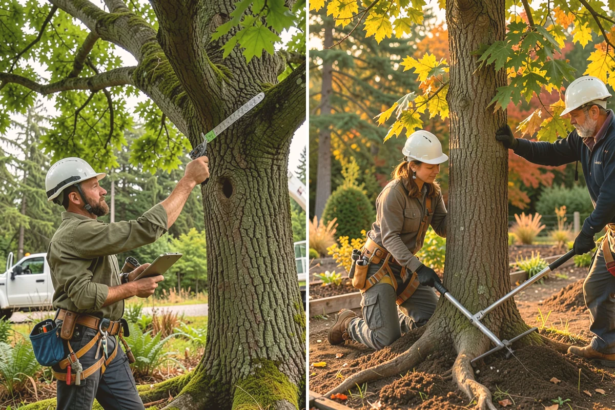Tree inventory and tagging in Eatonville, Pierce County, WA - Inspect the tree and its site