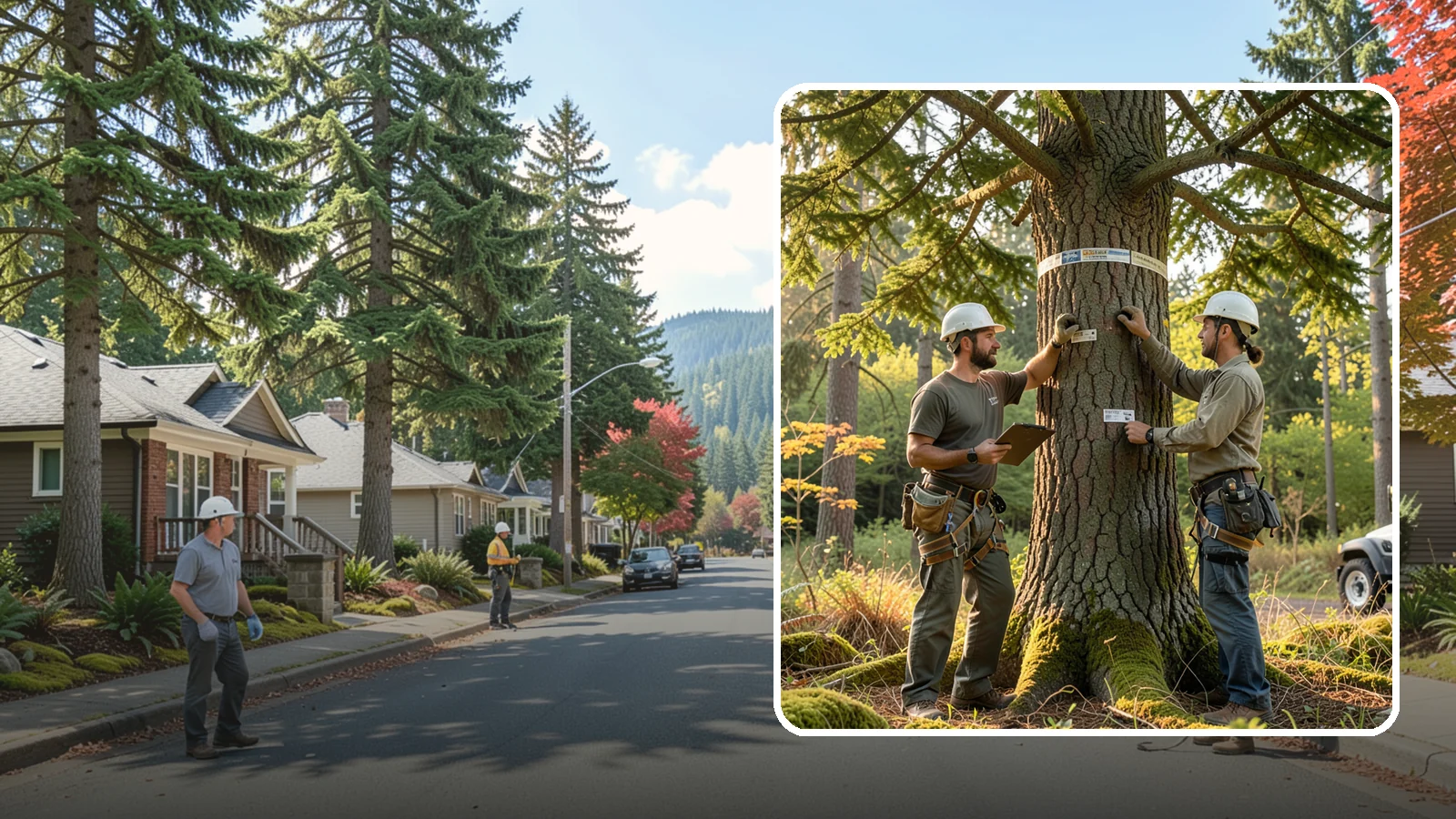 Tree inventory and tagging in Hunts Point, King County, WA - The cataloguing and tagging of trees on a property.