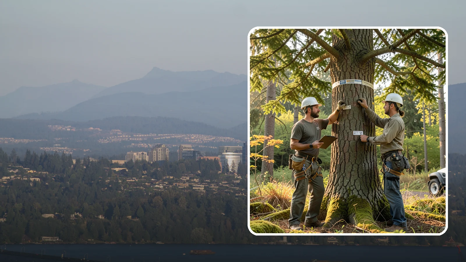 Tree inventory and tagging in Medina, King County, WA - The cataloguing and tagging of trees on a property.