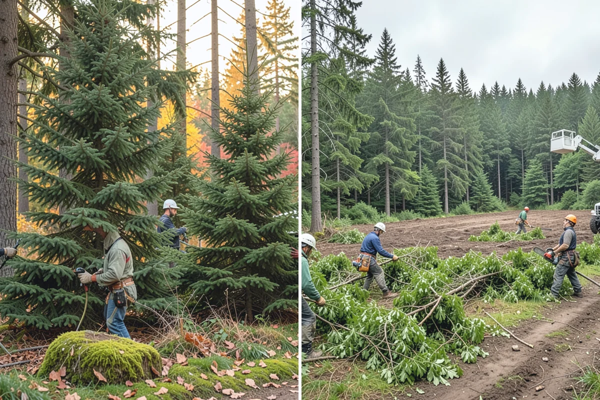 Tree inventory and tagging in South Prairie, Pierce County, WA - Inspect the tree and its site