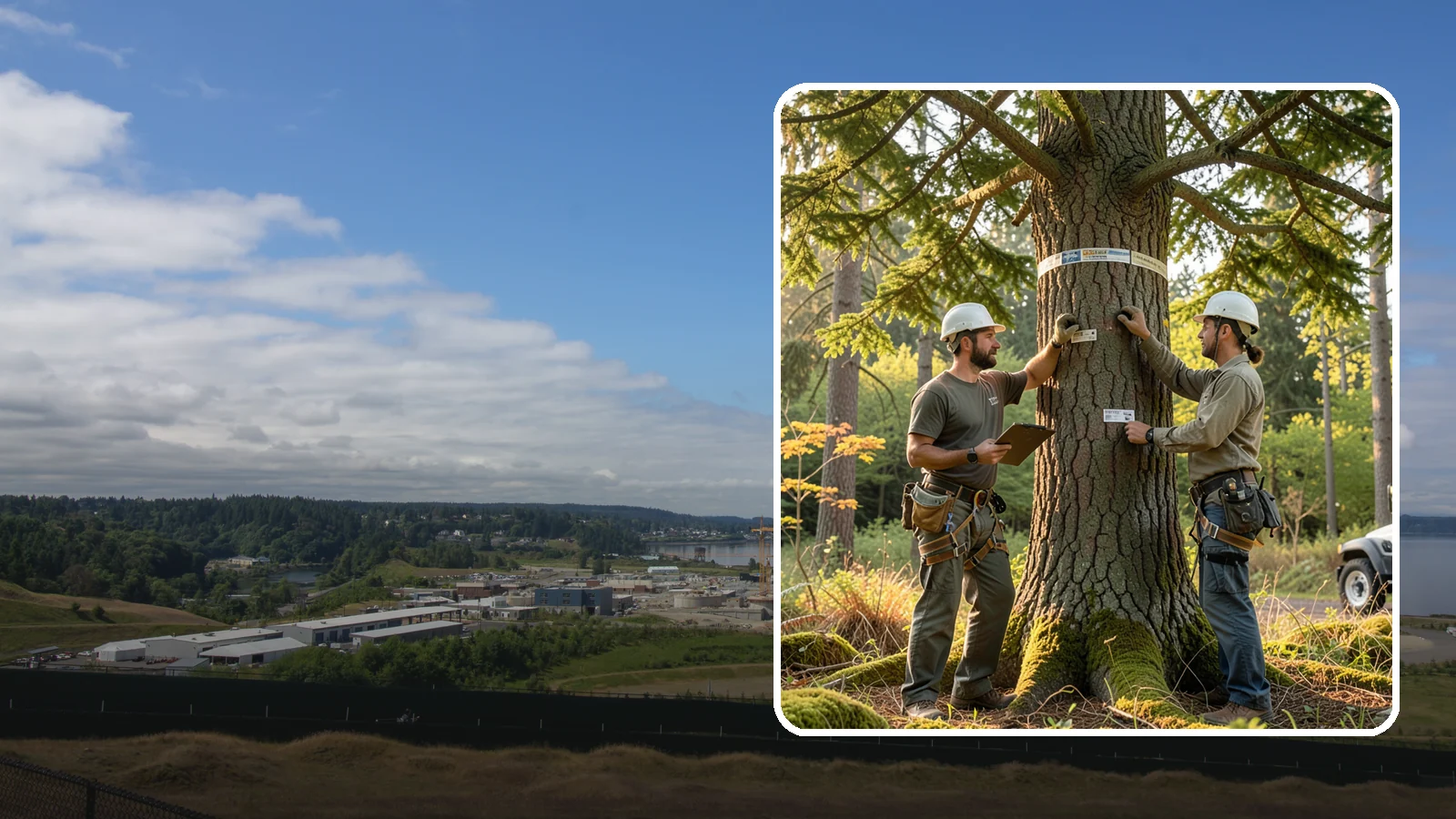 Tree inventory and tagging in University Place, Pierce County, WA - The cataloguing and tagging of trees on a property.