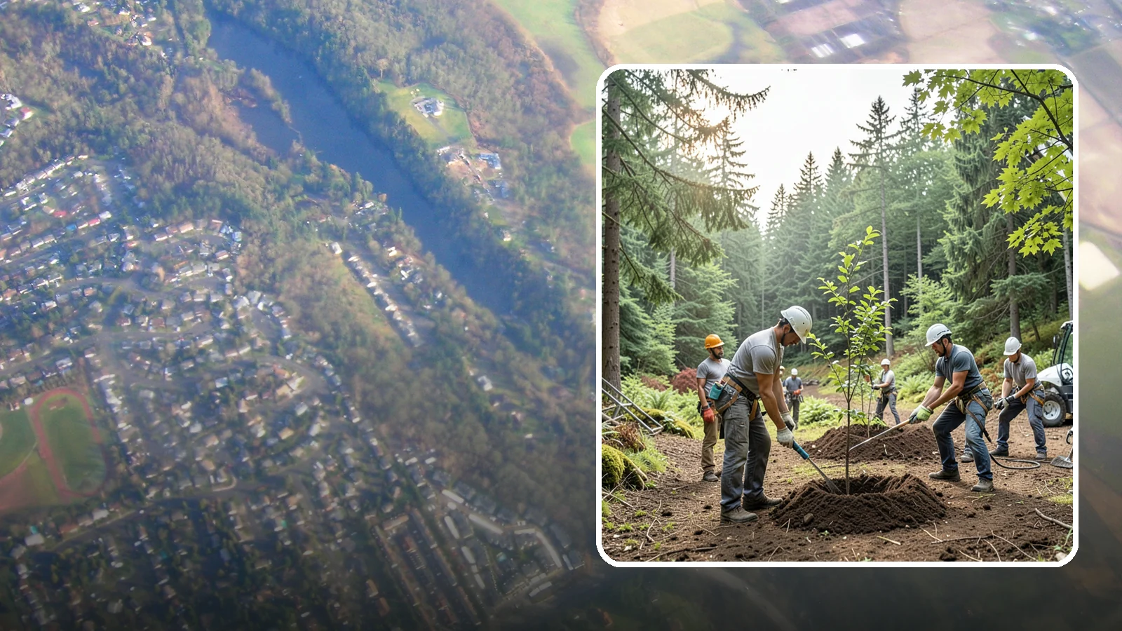 Tree planting in Algona, King County, WA - The selection and planting of new trees.