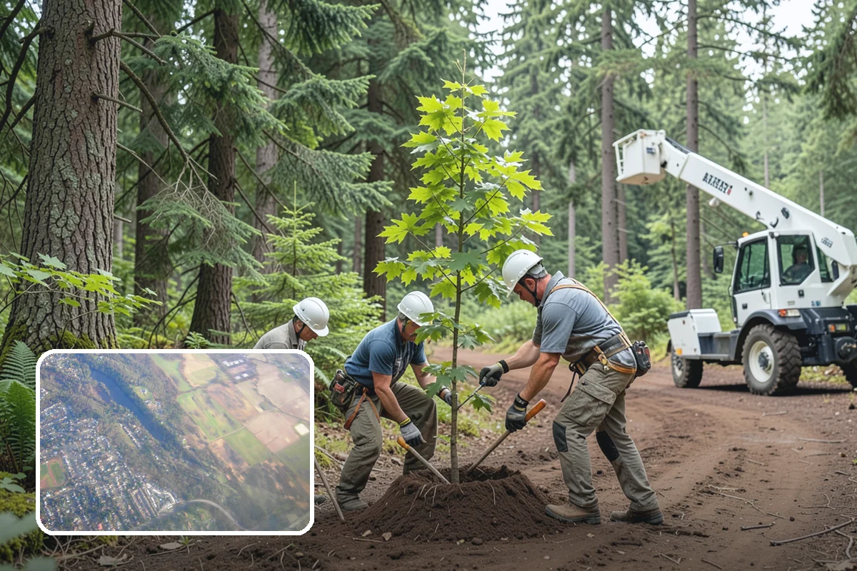Tree planting in Algona, King County, WA - Restores and expands tree cover