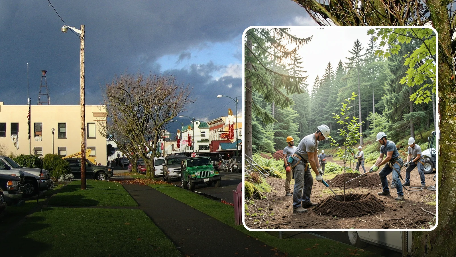 Tree planting in Arlington, Snohomish County, WA - The selection and planting of new trees.