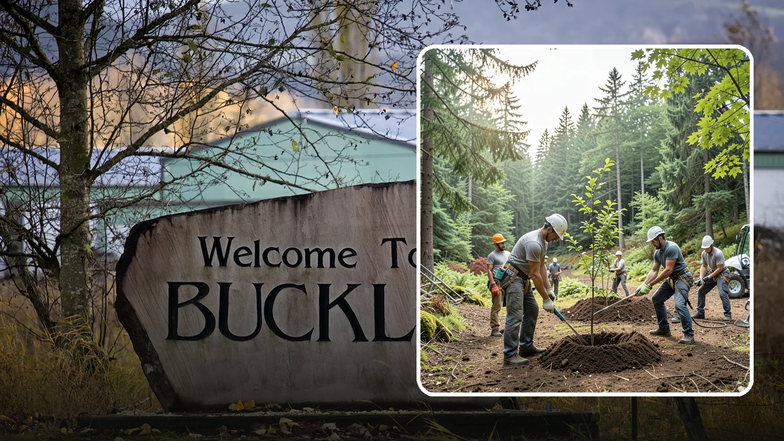 Tree planting in Buckley, Pierce County, WA - The selection and planting of new trees.