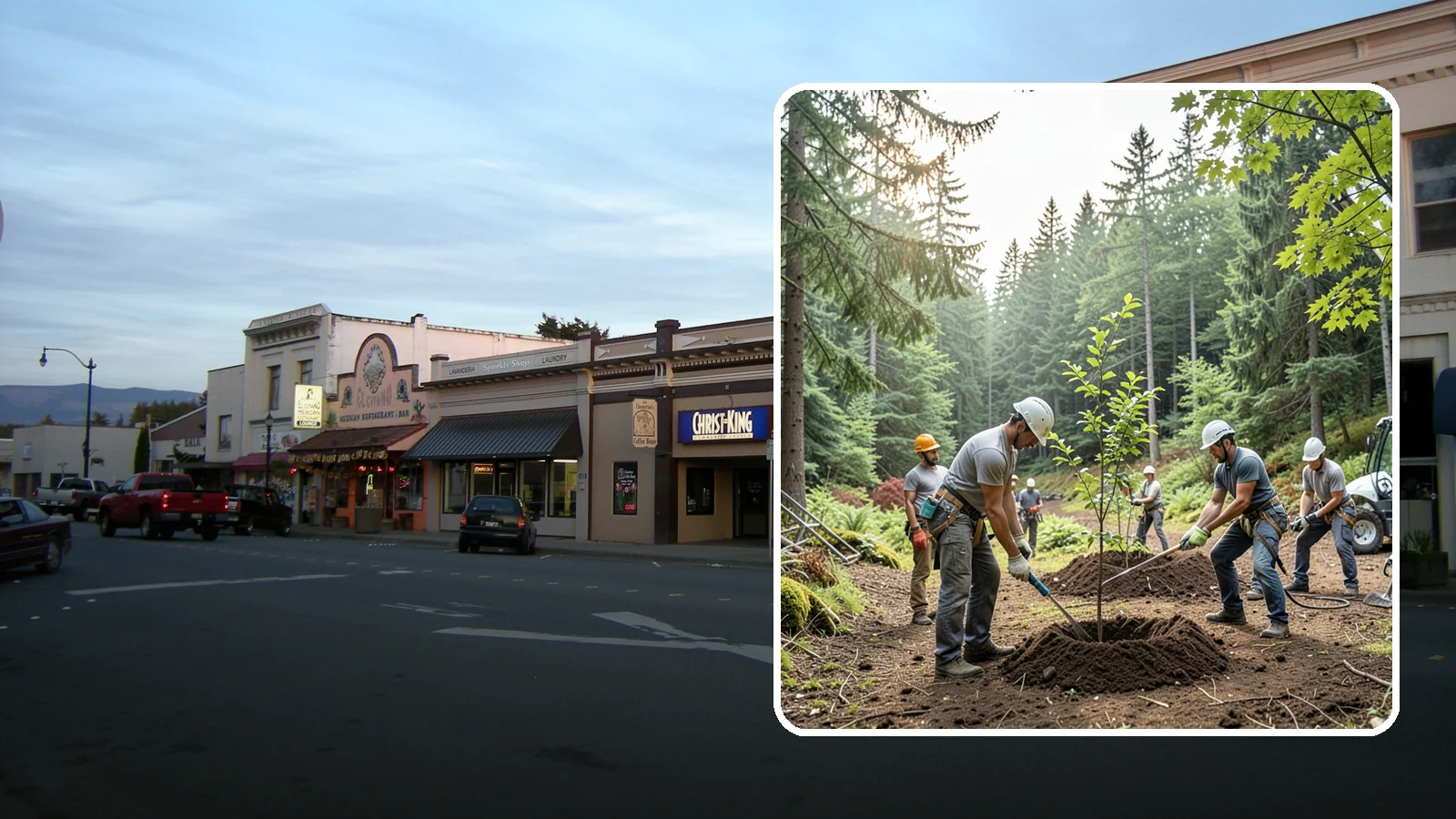 Tree planting in Burlington, Skagit County, WA - The selection and planting of new trees.