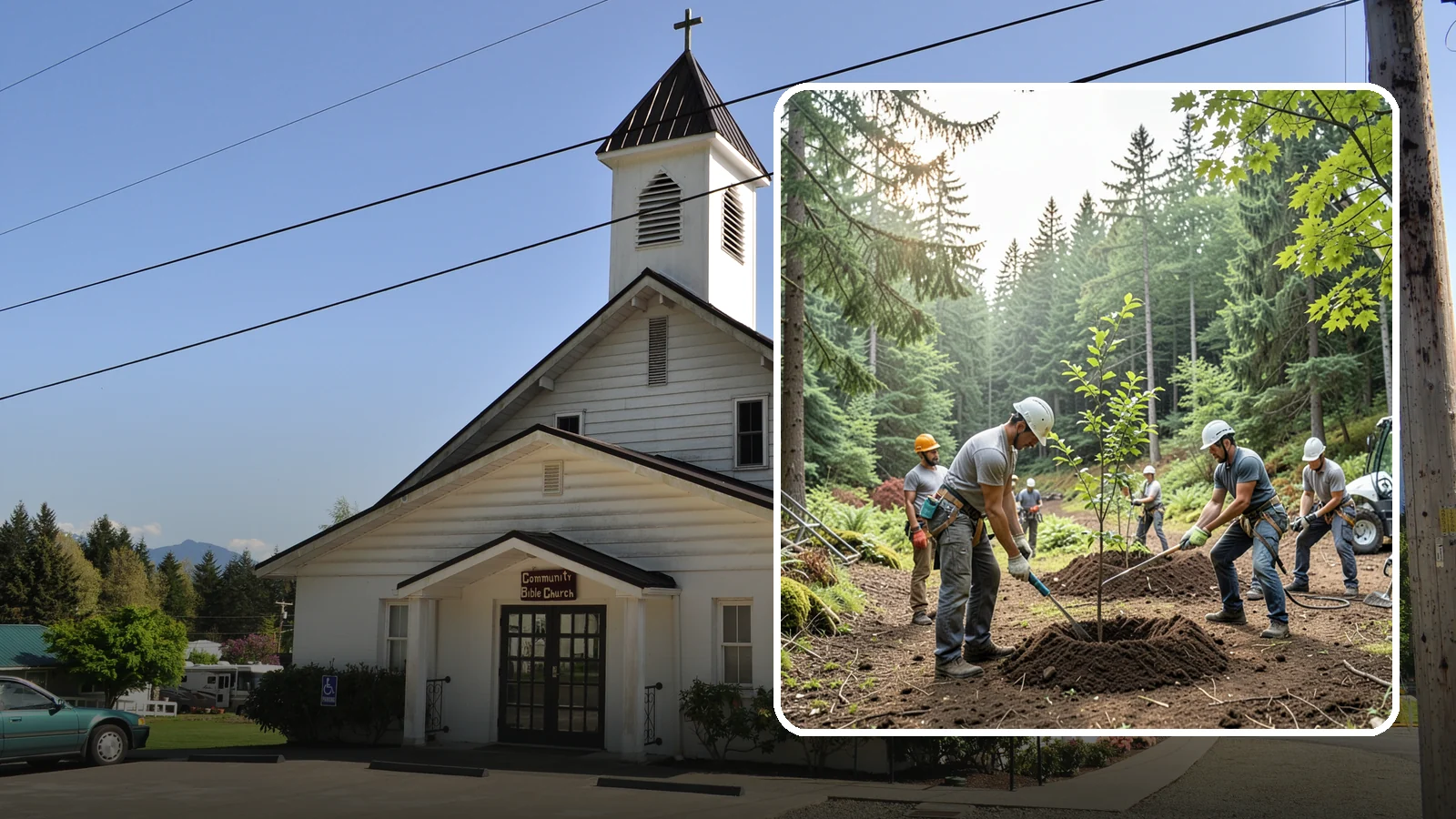 Tree planting in Concrete, Skagit County, WA - The selection and planting of new trees.