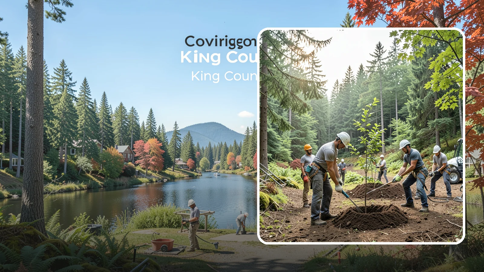 Tree planting in Covington, King County, WA - The selection and planting of new trees.