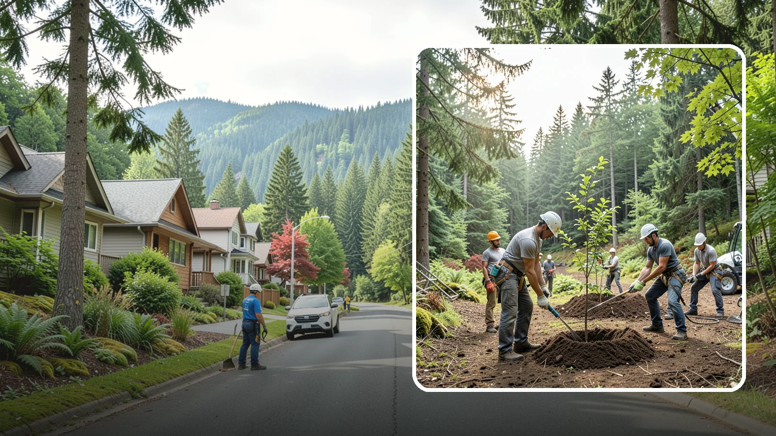Tree planting in Darrington, Snohomish County, WA - The selection and planting of new trees.
