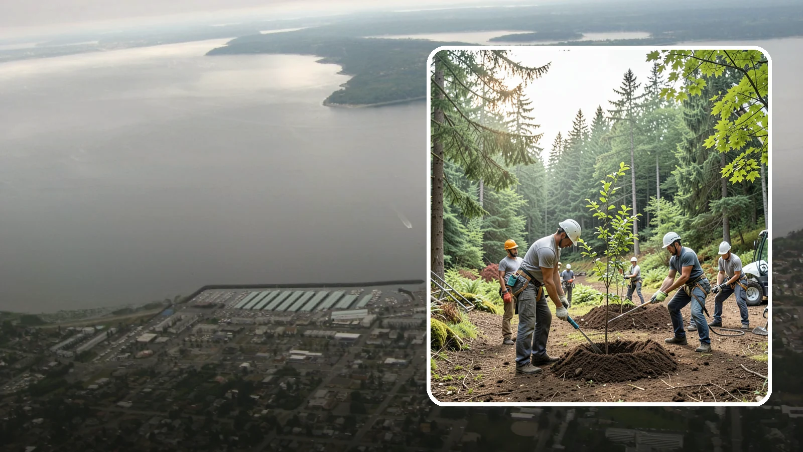 Tree planting in Des Moines, King County, WA - The selection and planting of new trees.