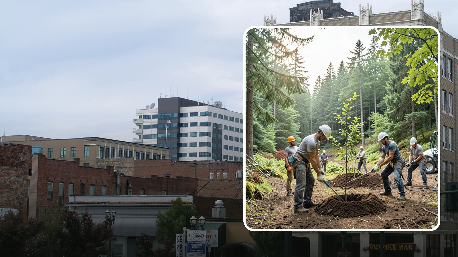Tree planting in Everett, Snohomish County, WA - The selection and planting of new trees.