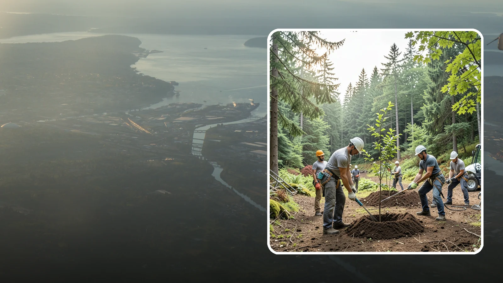 Tree planting in Fife, Pierce County, WA - The selection and planting of new trees.