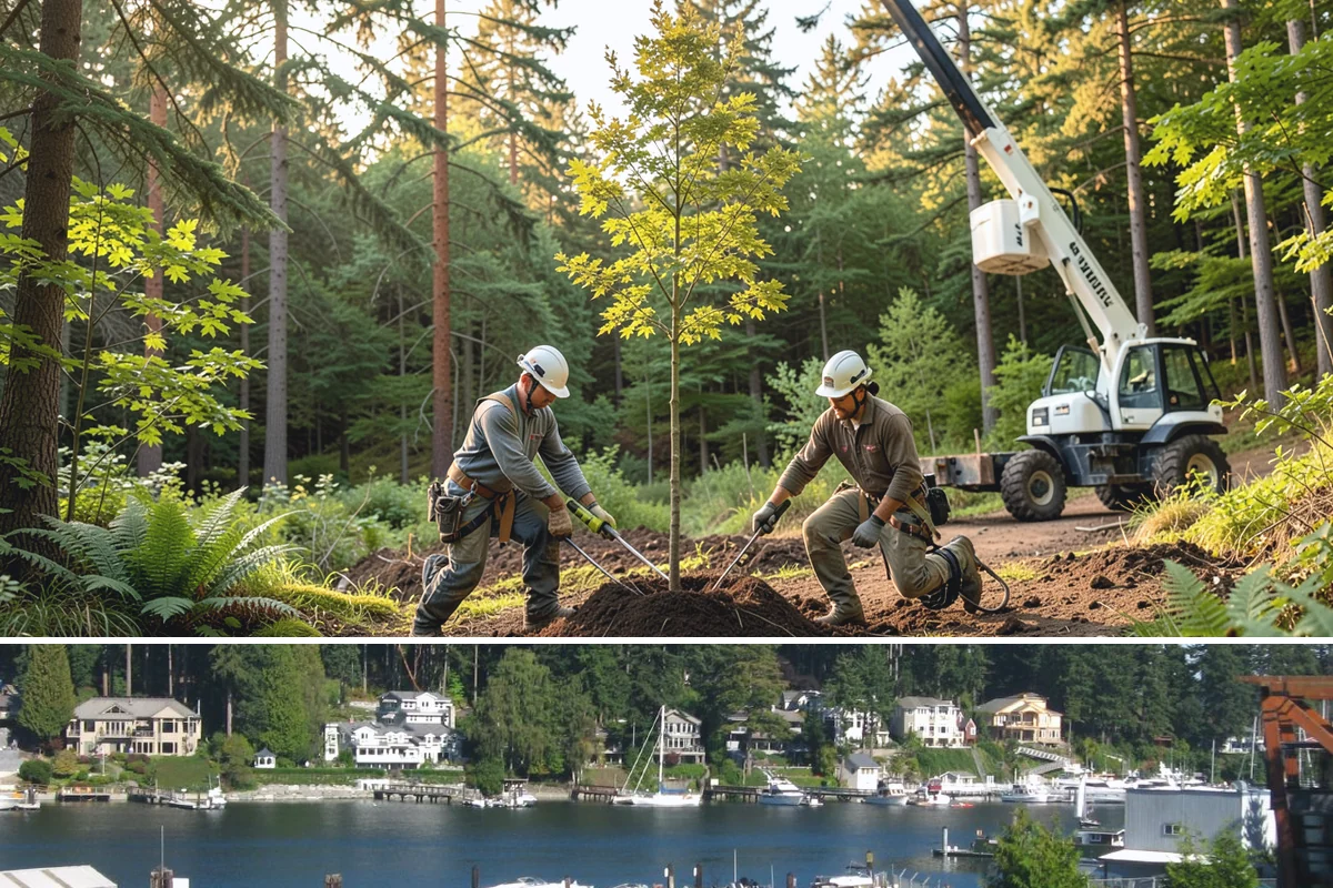 Tree planting in Gig Harbor, Pierce County, WA - Planting is best performed during dormant seasons to minimize transplant shock in the Pacific Northwest climate, though...