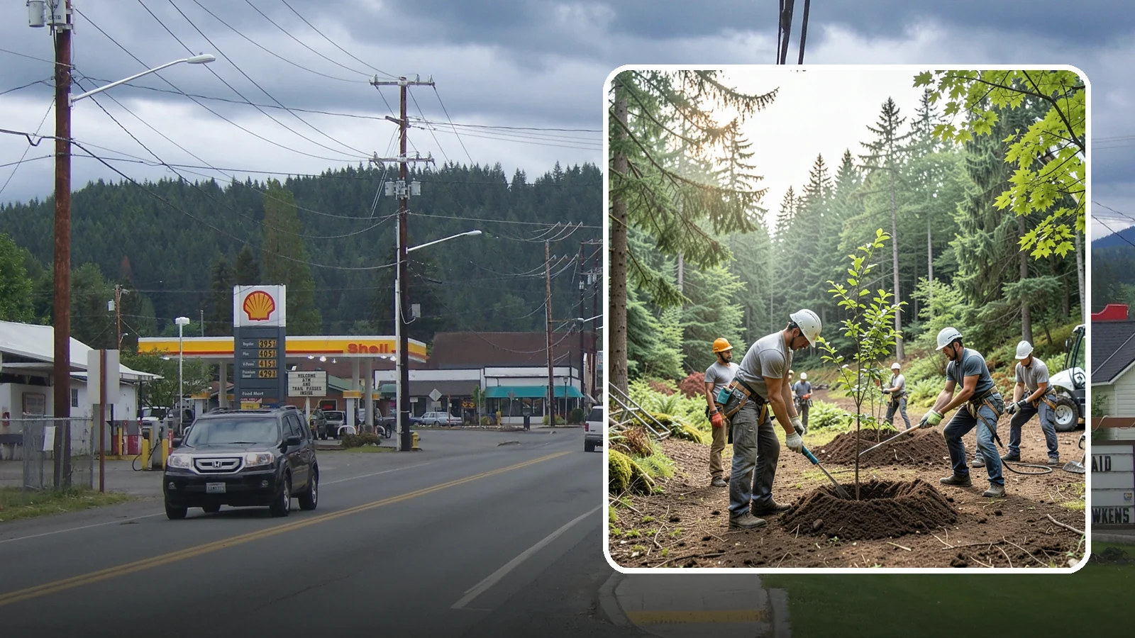 Tree planting in Granite Falls, Snohomish County, WA - The selection and planting of new trees.