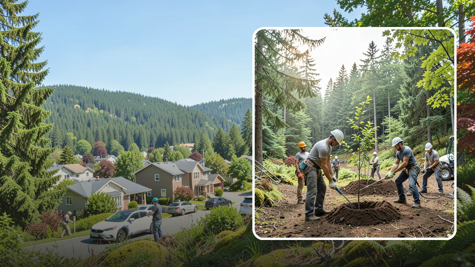 Tree planting in Index, Snohomish County, WA - The selection and planting of new trees.