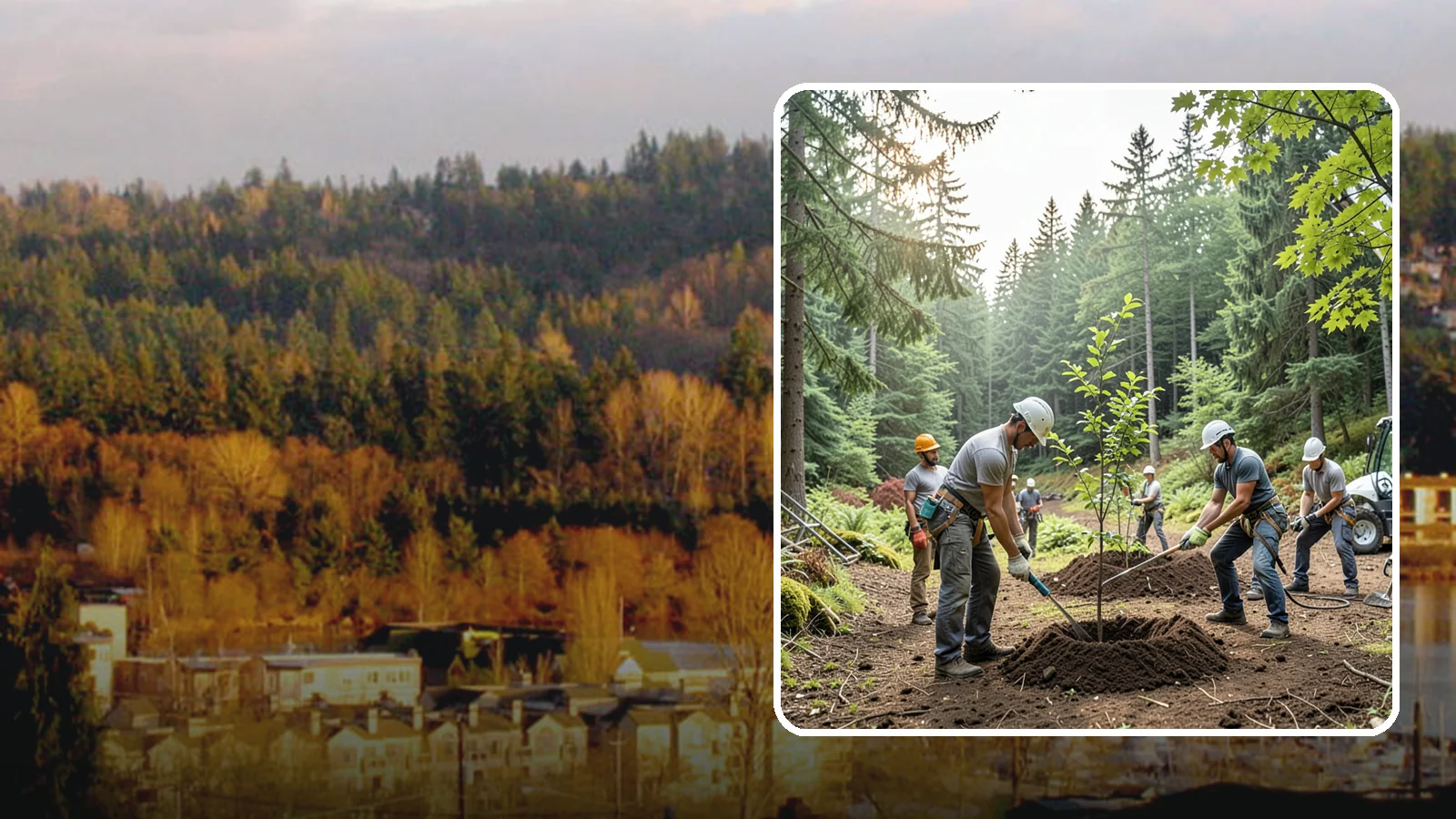 Tree planting in Kenmore, King County, WA - The selection and planting of new trees.
