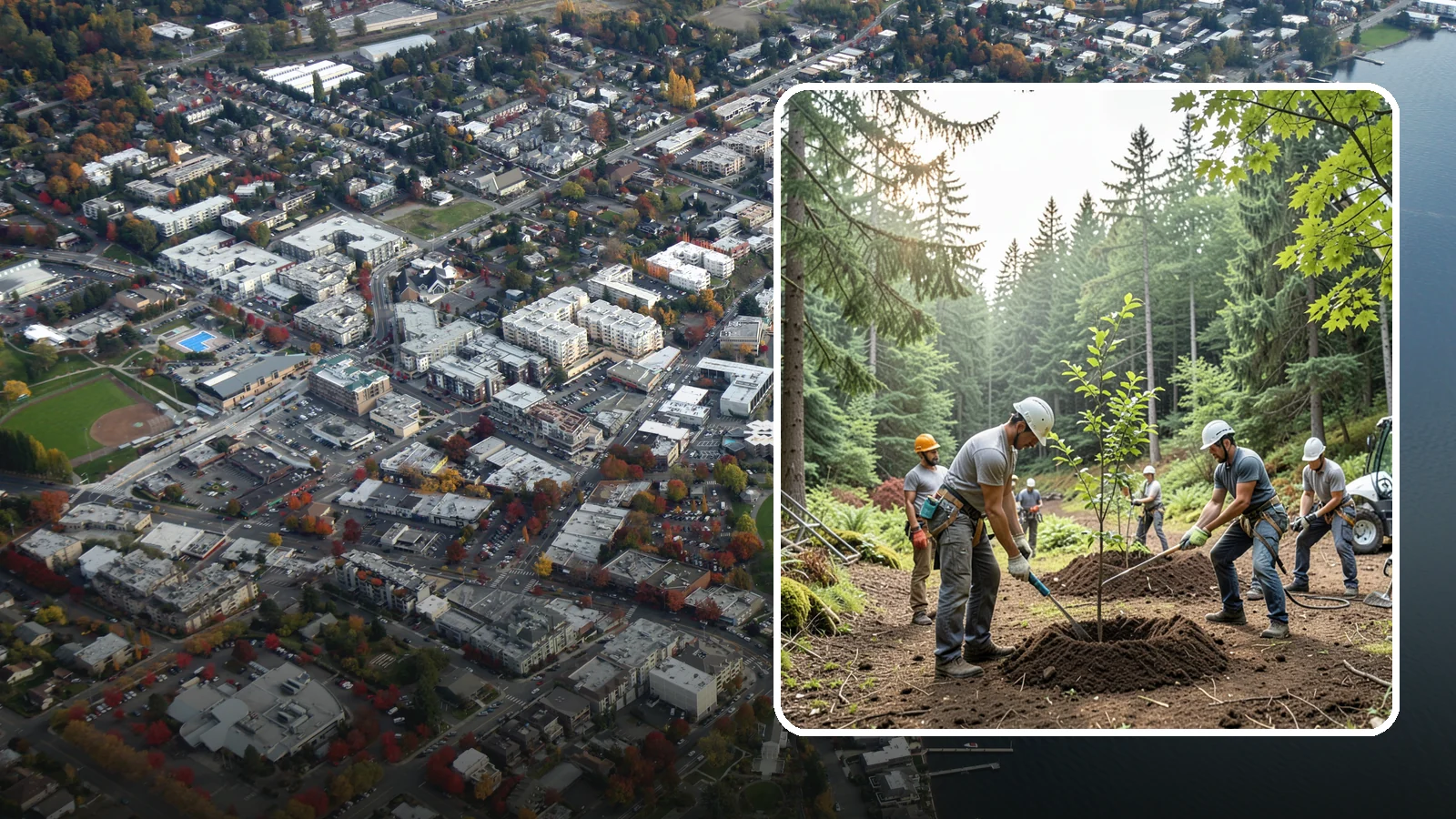 Tree planting in Kirkland, King County, WA - The selection and planting of new trees.