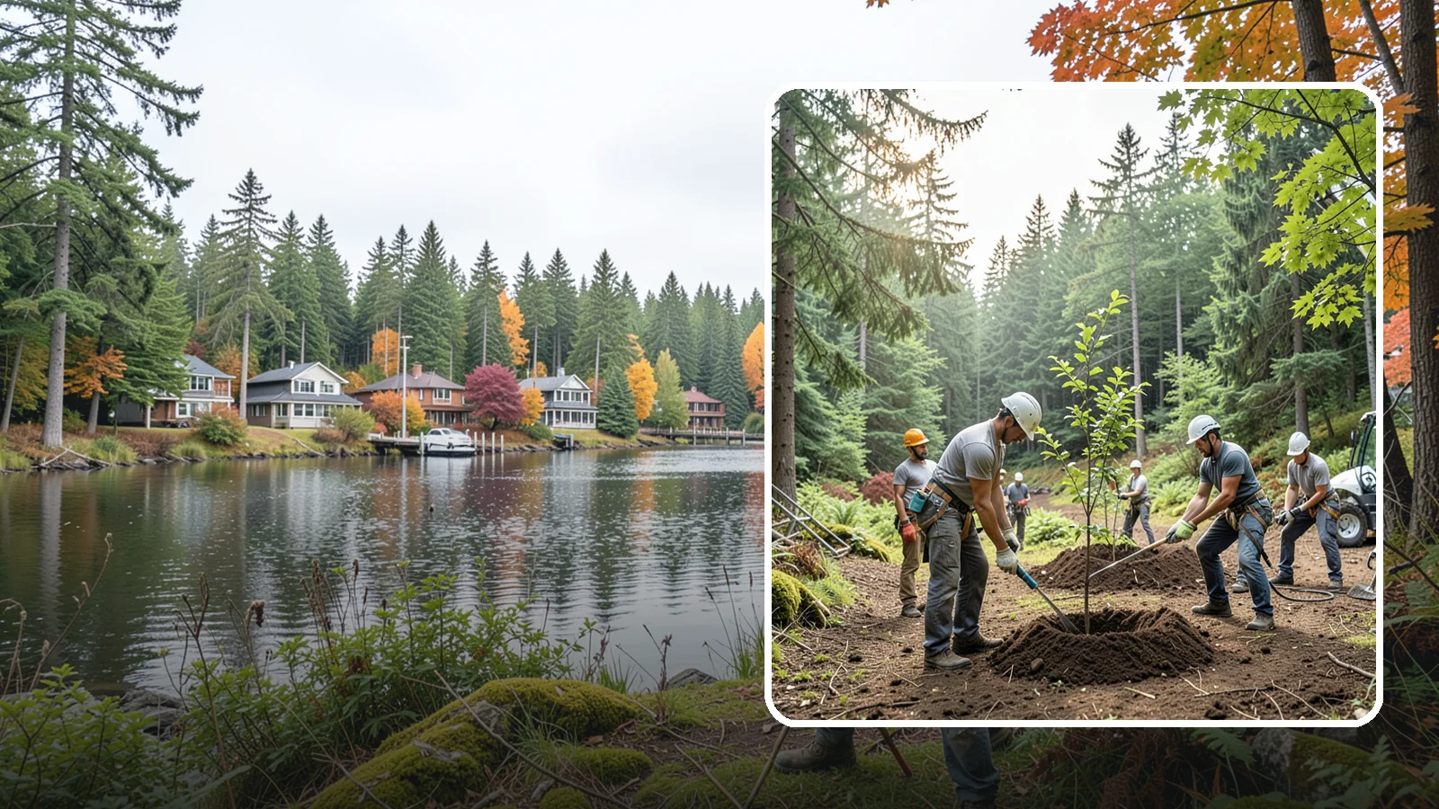 Tree planting in La Conner, Skagit County, WA - The selection and planting of new trees.