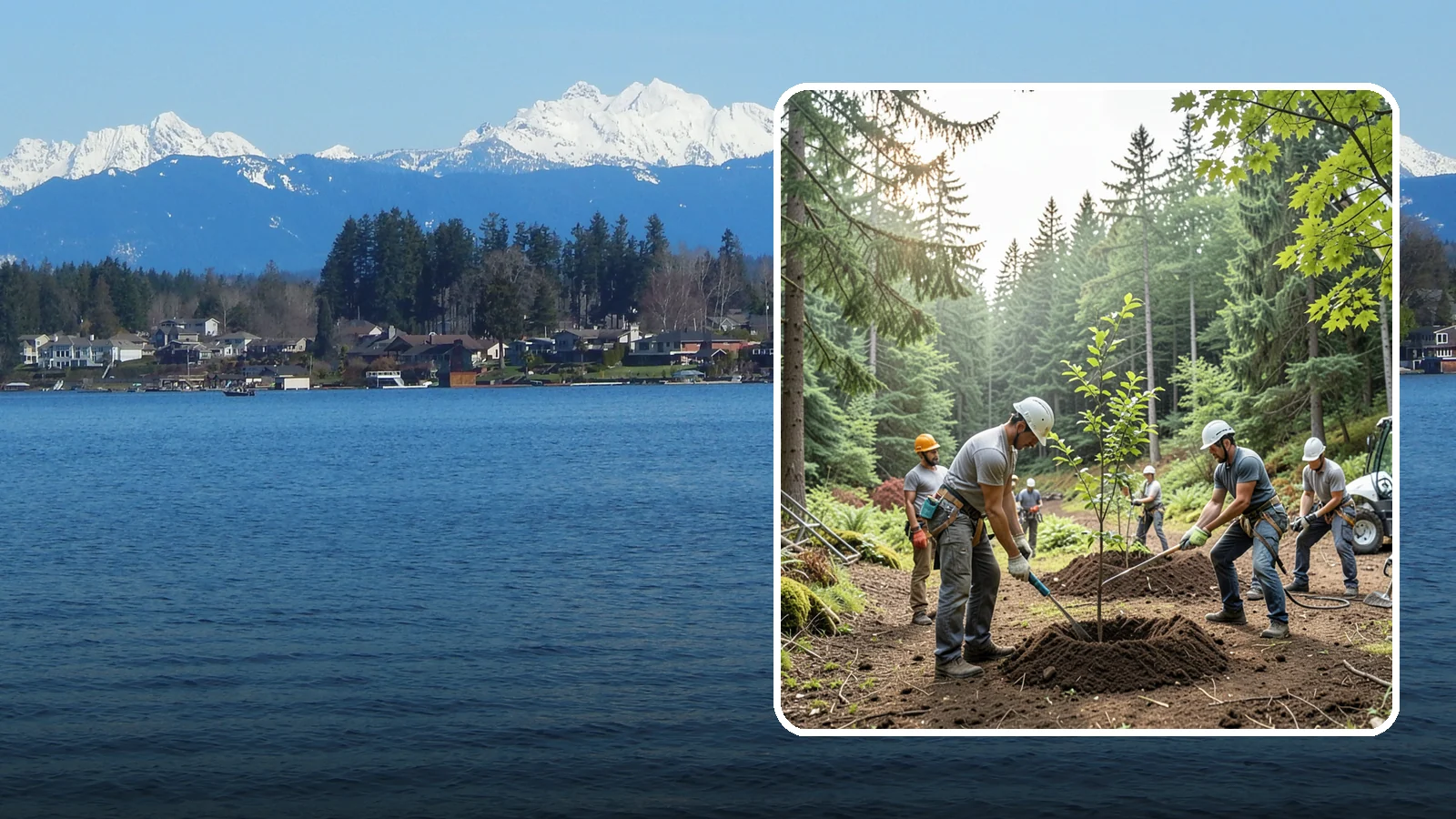 Tree planting in Lake Stevens, Snohomish County, WA - The selection and planting of new trees.