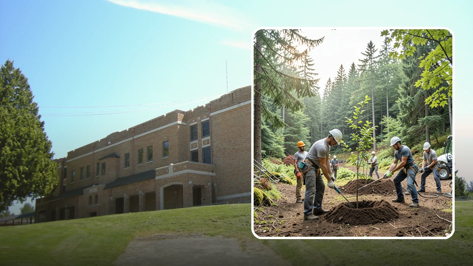 Tree planting in Maple Valley, King County, WA - The selection and planting of new trees.