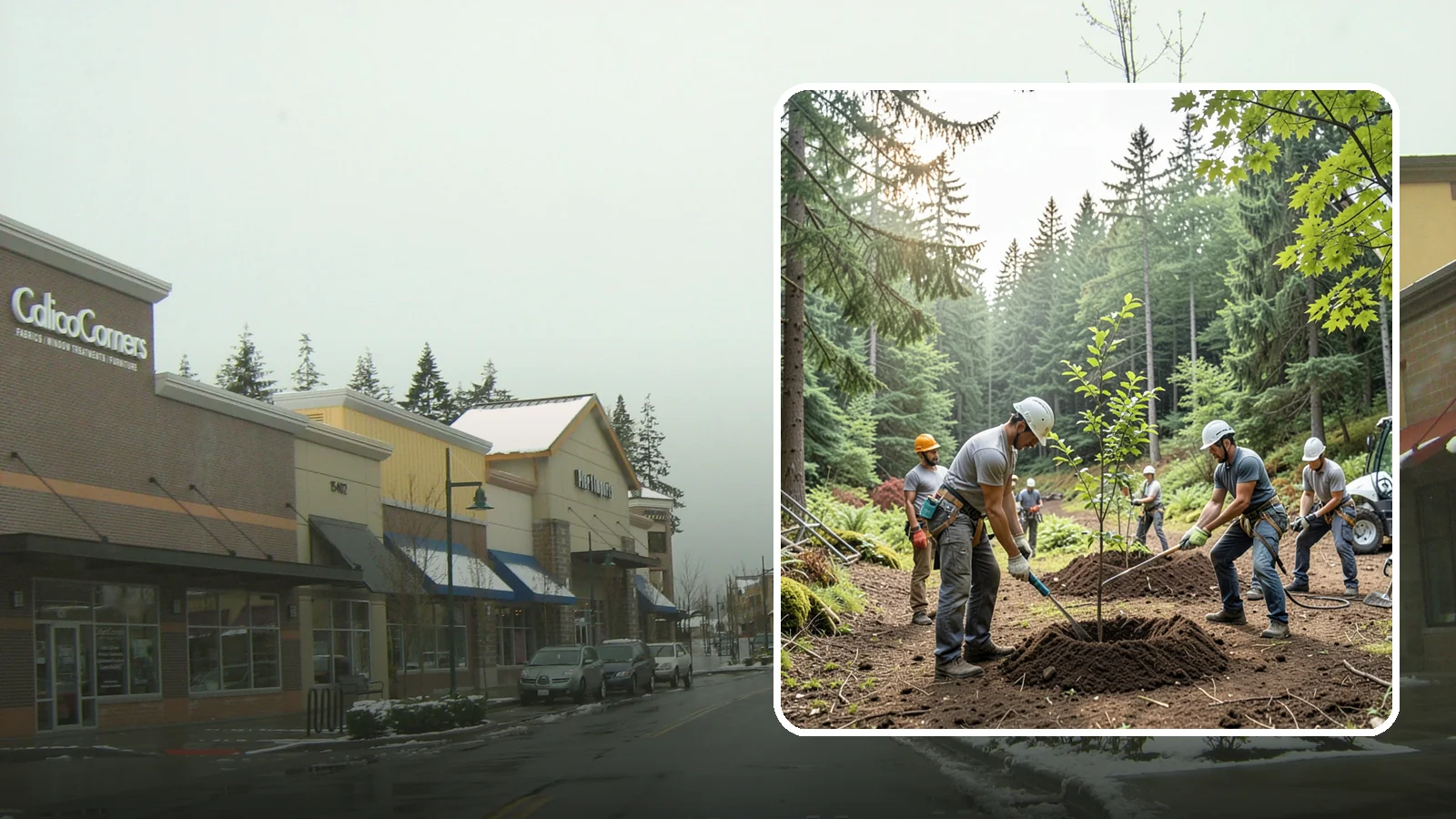 Tree planting in Mill Creek, Snohomish County, WA - The selection and planting of new trees.