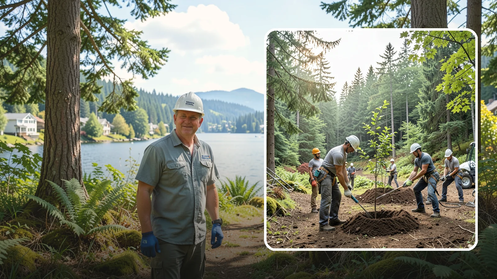 Tree planting in Milton, King County, WA - The selection and planting of new trees.