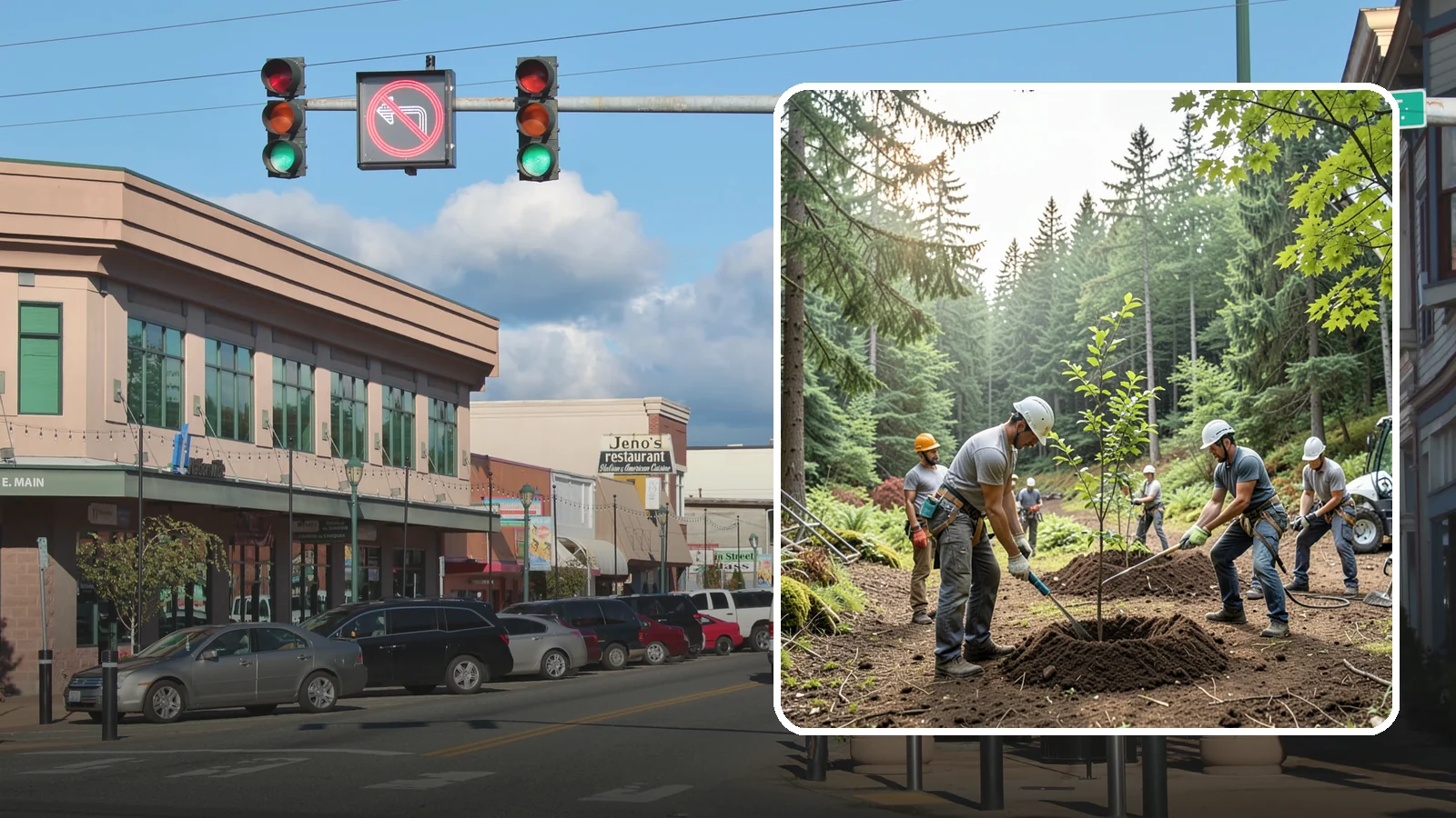 Tree planting in Monroe, Snohomish County, WA - The selection and planting of new trees.
