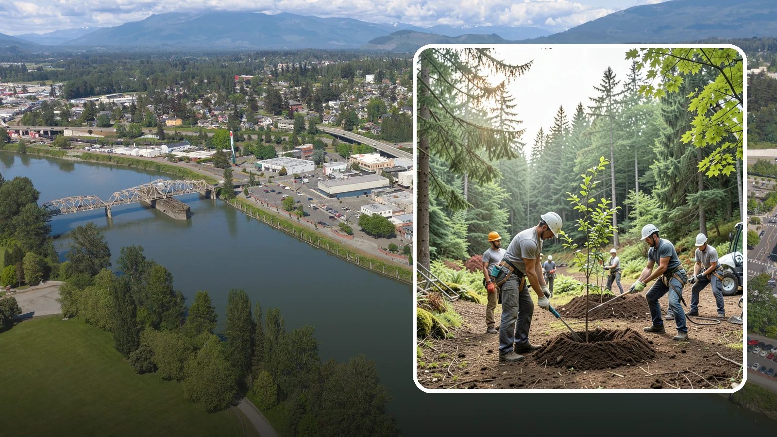Tree planting in Mount Vernon, Skagit County, WA - The selection and planting of new trees.