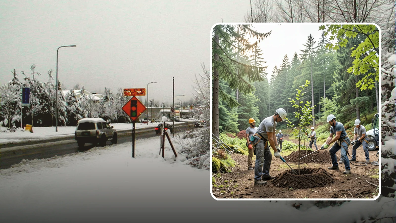 Tree planting in Newcastle, King County, WA - The selection and planting of new trees.