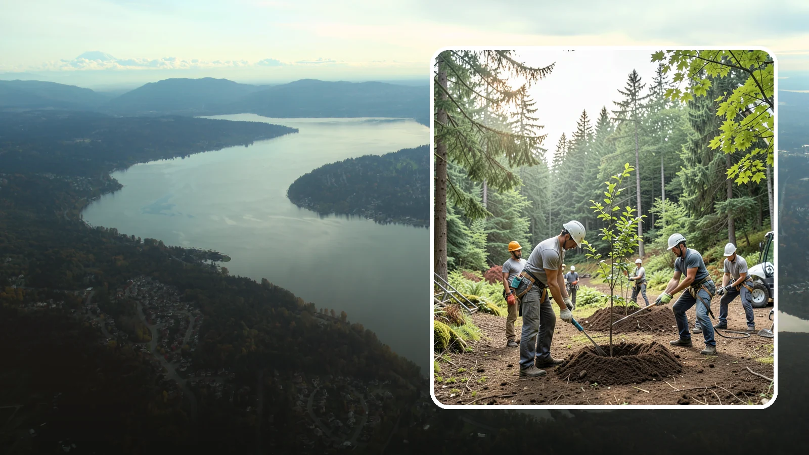 Tree planting in Sammamish, King County, WA - The selection and planting of new trees.